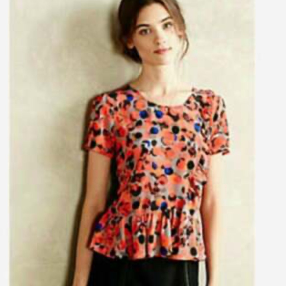 Anthropologie: HD in Paris-  Pink Ruffled Peplum Blouse